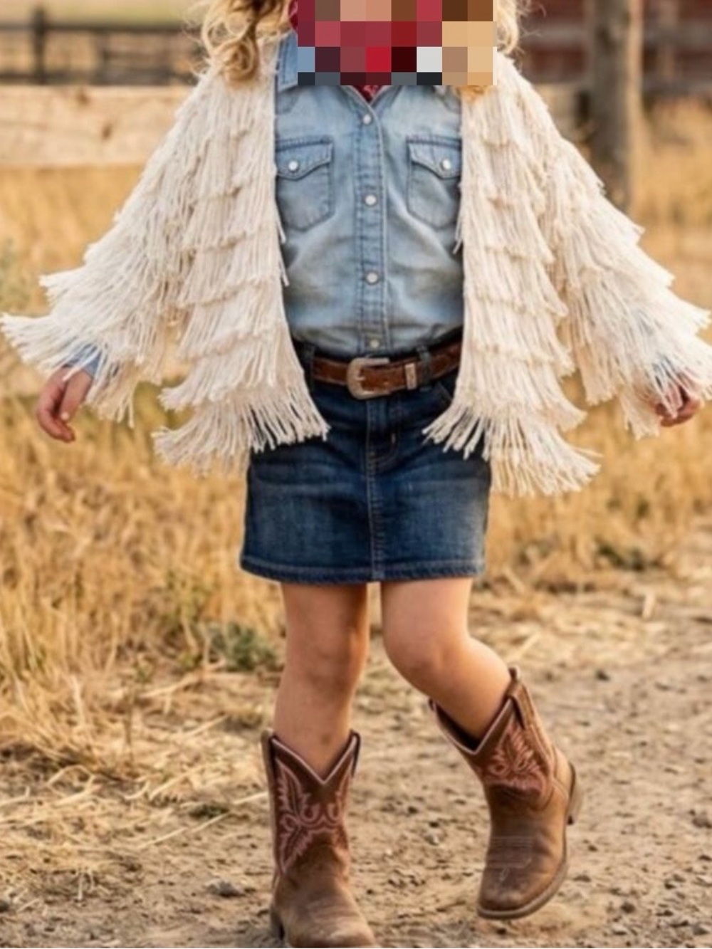 Bailey’s Blossoms Kids Cream Fringe Jacket - Stylish Layering Piece Sz 12-18M
